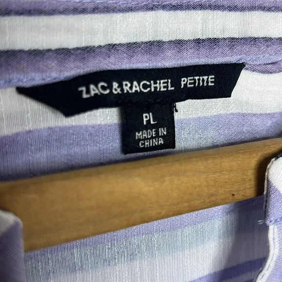 ZAC & RACHEL Artsy Purple Striped Button Down Casual Boho Blouse - Picture 6 of 9